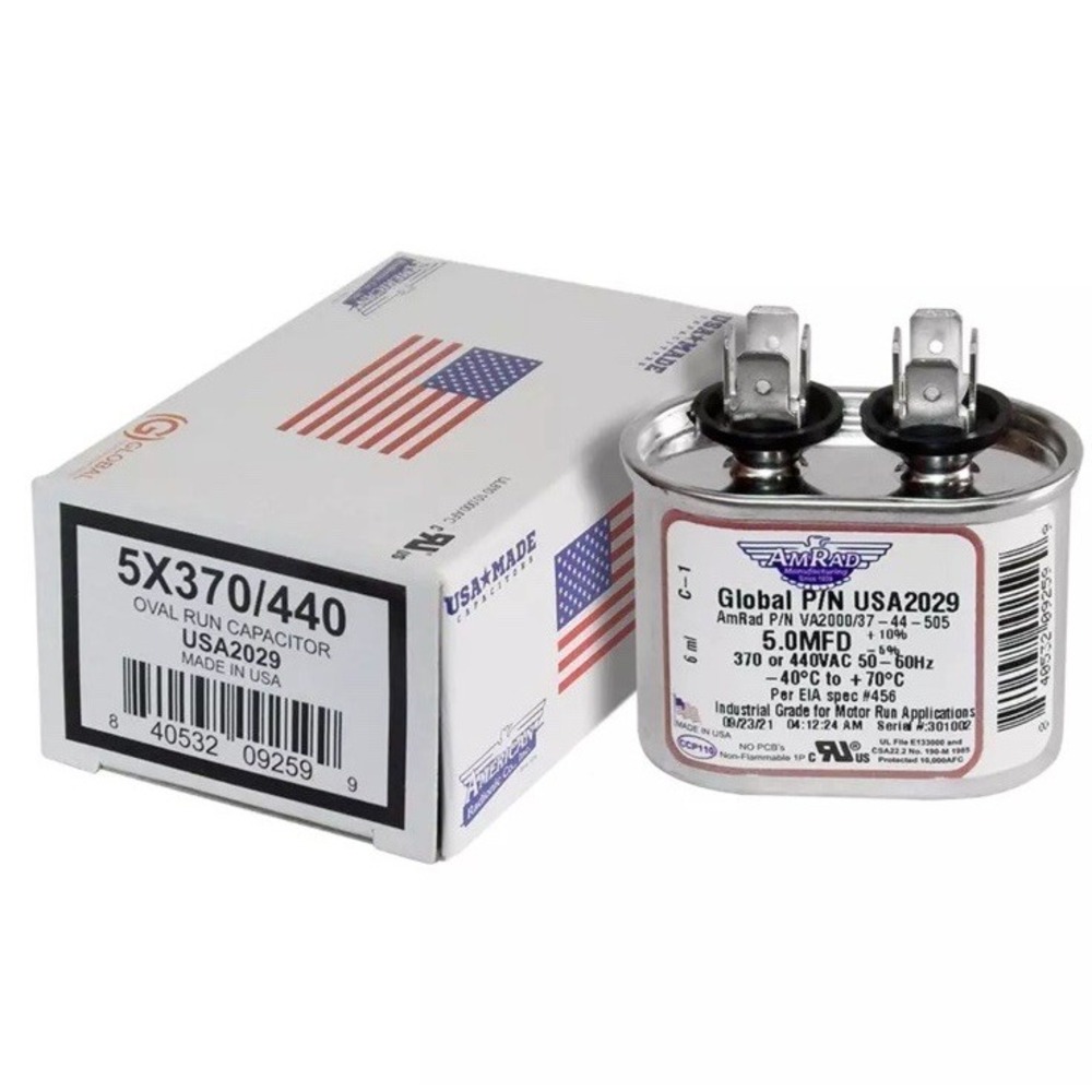 USA Made - 5 Uf/Mfd Oval Universal Run Capacitor  USA2029 - Used‎ for 370 or 440